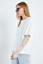 Crew Neck T-Shirt with Lace Detail on Sleeves - 6
