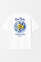 Unisex Du Noir Printed Oversize 100% Cotton Wide Cut Textured Crew Neck White T-Shirt - 4