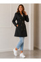 Women's Patterned Lined Belted Double-Breasted Buttoned Trench Coat - 3