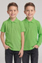 Boys' School Green Long and Short Sleeve Polo Collar T-Shirt Black Ribbed Waist Pants 3-Piece Set - 2