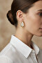 Yellow Tone Framed Cream Color Drop Bijouterie Earrings - 2