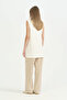 Chiffon Front Sleeveless Combed Cotton Undergarment - Ecru - 4