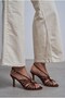 Taran Brown Satin Open Toe Buckle Detailed Caged Women's Heeled Shoes - 6
