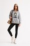 Women's Linear Women's Graphic Printed Comfortable Fit Crew Neck Gray Sweatshirt