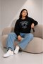Women's Athletics Star Printed Comfortable Fit Crew Neck Black Sweatshirt - 4