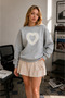 Women's Ture Love Lace Printed Comfortable Fit Crew Neck Gray Sweatshirt