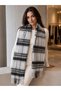 Gray Plaid Patterned Soft Textured Tasseled Winter Shawl Sal1332