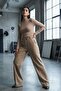 Women's High-Neck Slim Premium Beige Long Sleeve Blouse