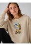 Women's Van Gogh City Brush Print Comfortable Fit Crew Neck Beige Sweatshirt - 2