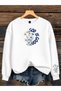 Women's God Is Flower Sleeve Printed Graphic Comfortable Fit Crew Neck White Sweatshirt
