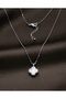 Silver Clover Pendant Pearlized Necklace Steel Necklace Stylish Elegant Necklace - 2