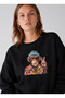 Women's Elderly Monkey Special Design Comfortable Fit Crew Neck Black Sweatshirt - 2