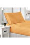 شرشف مخطط بحافة مطاطية بفخامة الفنادق مع جيوب عميقة وغطاء وسادة من روز، طقم شرشف سرير من قطعتين، قما
