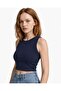 Women's crew neck flat tank top with chest support - 2