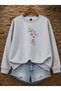 Women's Ivy Flower Sleeve Printed Comfortable Fit Crew Neck Gray Sweatshirt