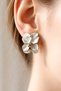 Premium Glass Stone White Flower Shaped Women's Earrings Double Piece Handmade Earrings