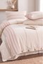 Natural Muslin Duvet Cover Set Double Size 100% Cotton 4 Pieces - Non-Ironing Anti-Sweat Striped Bohemian Set