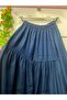Denim Skirt Three Layers Gathered Navy Blue - 2