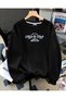 Women's Monte Monaco Text Printed Comfortable Fit Wool Crew Neck Black Sweatshirt