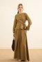 Pleated Linen Skirt Khaki - 2