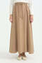 Elastic Waist Flared Modal Skirt - Camel - 3