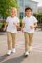 Girls and Boys White Short Sleeve Polo Collar Cotton Unisex T-Shirt School T-Shirt
