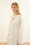 Drawstring Linen Dress White - 2
