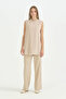 Chiffon Front Sleeveless Combed Cotton Undergarment - Stone