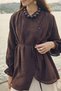 Asymmetrical Double-Breasted Tencel Shirt Brown - 3