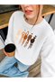 Women's Melanin Hand Signs Printed Comfortable Fit Crew Neck White Sweatshirt - 3