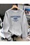 Women's Antibes Depound Printed Comfortable Fit Crew Neck Gray Sweatshirt