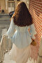 Asymmetric Double-Breasted Tencel Shirt Blue - 5