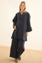 Tie-Up Bat Sleeve Trouser Set Navy Blue - 4