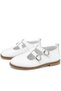 Rakerplus 100% Leather White Buckle Girls' T-Bar Ballerina Shoes - 4