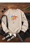 Floral Umbrella Printed Special Design Beige Sweatshirt