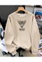 Women's Tala Tennis Printed Comfortable Fit Crew Neck Beige Sweatshirt