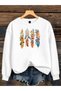 Women's Dreamcatcher and Sunflower Printed Comfortable Fit Crew Neck White Sweatshirt