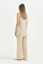 Chiffon Front Sleeveless Combed Cotton Undergarment - Stone - 4
