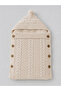 Hooded Hair Braid Patterned Welsoft Fiber Knitwear Baby Swaddle - 3