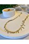 Vertical Sequin Pendant Gold Necklace - 3