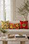 Red Baroque Lemon Patterned 3-Piece Throw Pillow Cover Set - 2