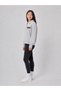 Women's Gray Chest Printed Polo Collar Snap Button Low Shoulder Sweatshirt - 5