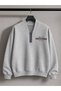 Women's Gray Anything Printed Shawl Collar Half-Zip Sweatshirt - 4