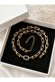 Gold Chain Single Ring Zircon Stone Steel Necklace - 5