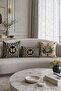 Navy Blue Butterfly Patterned Set of 3 Decorative Throw Pillow Covers - 2