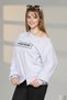 Women's Gray Casual Boat Neck Raglan Sleeve Relaxed Fit Sweatshirt - 3
