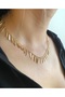 Vertical Sequin Pendant Gold Necklace - 5