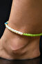 Bym367-1 Pistachio Green White Crystal Evil Eye Beaded Women's Anklet - 3