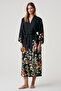 Patterned Robe and Nightgown with Lace Details