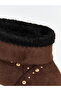 Brown suede look women's heeled boots - 7